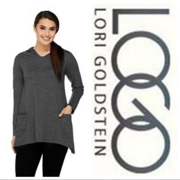 LOGO draped Hooded tunic w/ front pockets nwt M - Picture 2 of 8